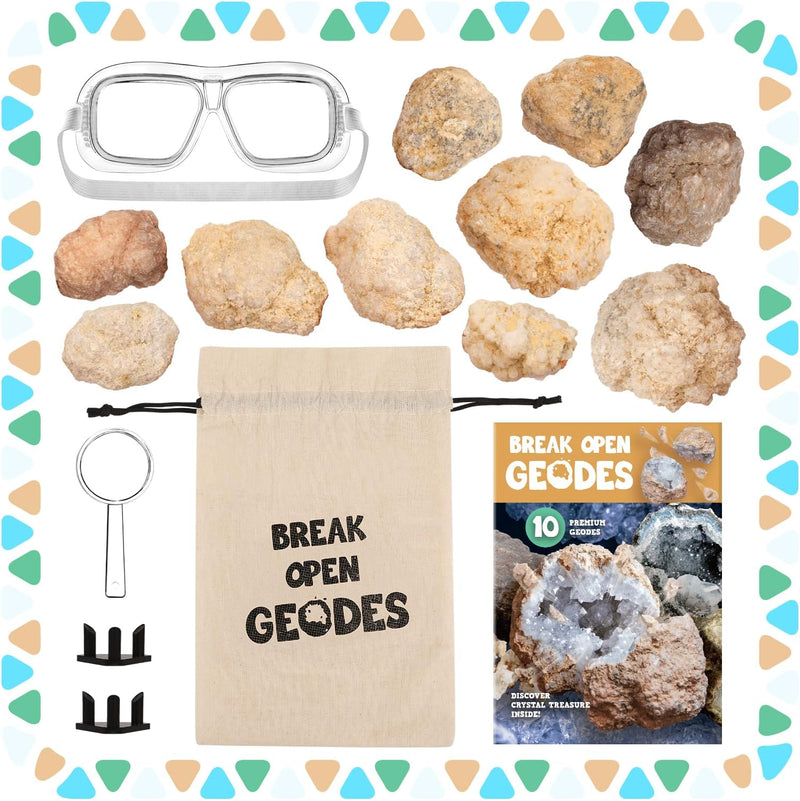 Geoden Zum Aufbrechen Set Kinder - Mit 10 Gross Geoden Steine - Experimentierkästen für Kinder 5 6 7