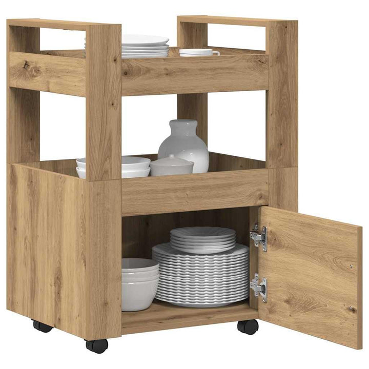 vidaXL Küchentrolley Artisan-Eiche 60 x 45 x 80 cm Holzwerkstoff, Moderner Küchenwagen, rechteckiger