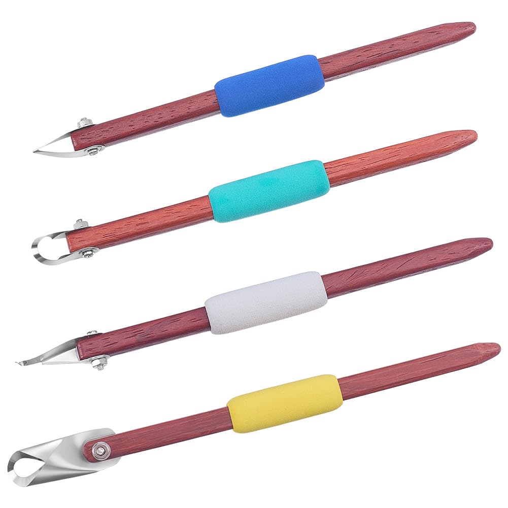 FINGERINSPIRE 4 Stück Töpferei Schnitzwerkzeuge 304 Edelstahl Ton Modelliermesser mit Holzgriffen Ke