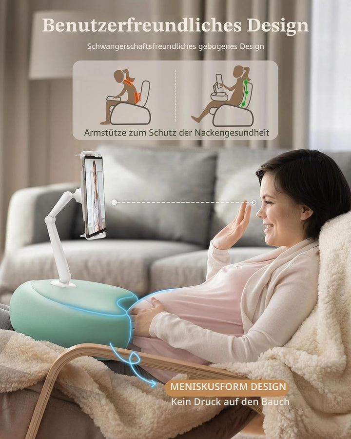 Tablet Kissen Halter, 360° Verstellbarer ipad Halterung Bett mit flexiblem doppelachsigem Arm, Table
