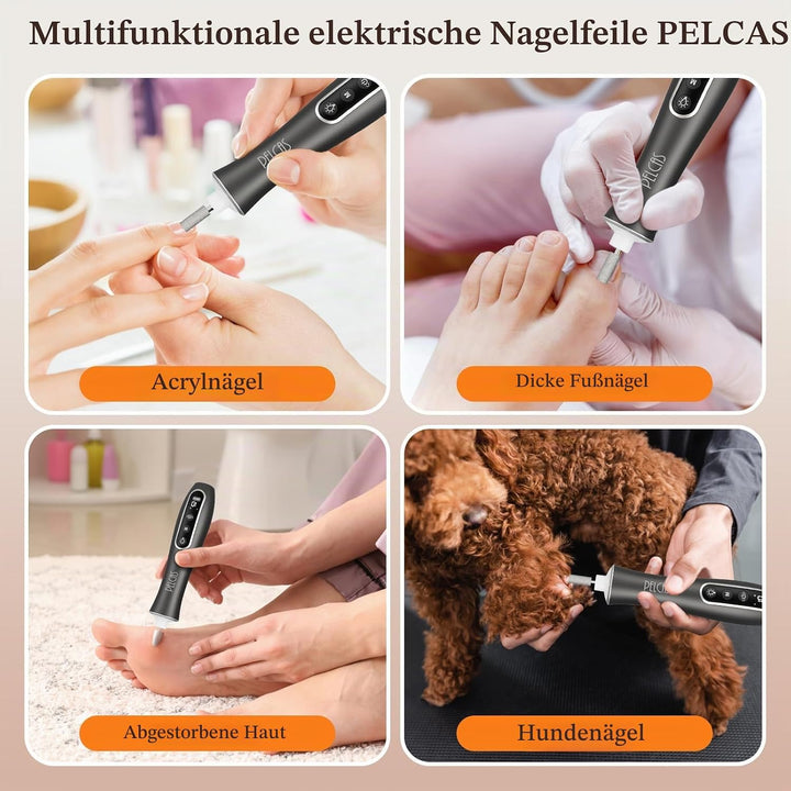 PELCAS Elektrische Nagelfräser 10 Geschwindigkeiten Schnurloser Nagelbohrer Professionell Nagelschle