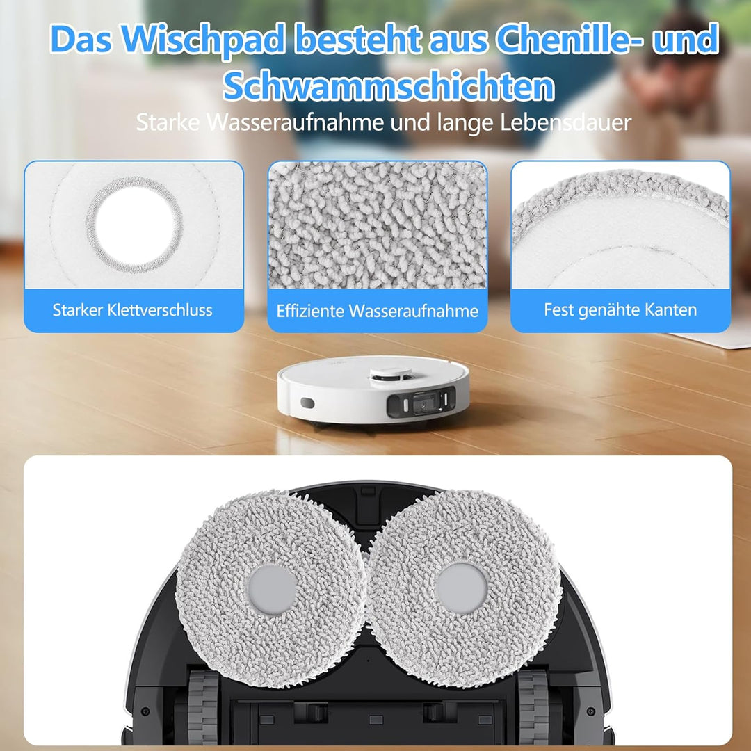 12 Stück Wischpads für Ecovacs Deebot T50 Pro Omni/T50 Omni/T50 Max | Mikrofaser Nasses Zubehör Wisc