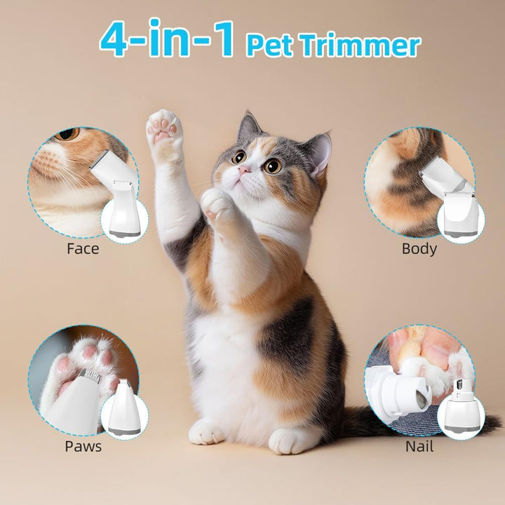 4 in 1 Leise Schermaschine Hund Katze,Leise Pfotentrimmer für Hunde,LCD-Anzeige Haarschneidemaschine