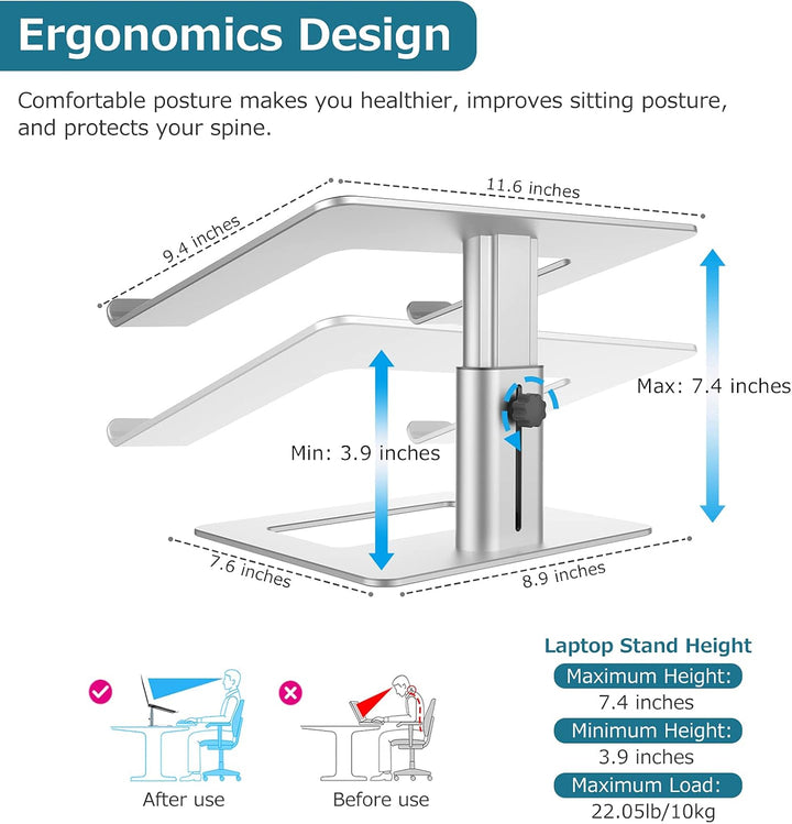 GOKEDA Laptop ständer, ergonomisch Verstellbarer Computerständer, Höhenhalter aus Aluminiumlegierung