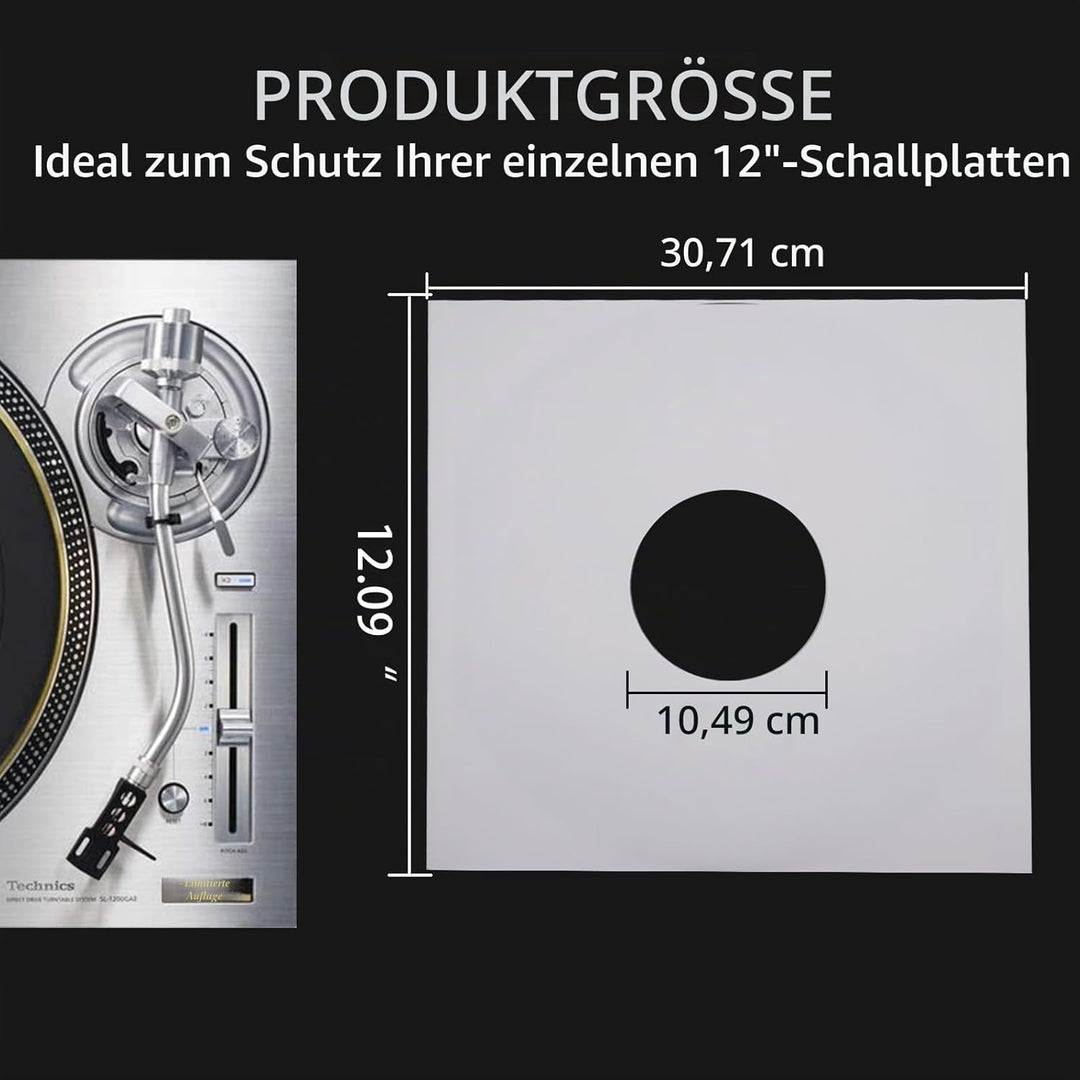 Innenhüllen für Schallplatten, schweres, säurefreies Papier, quadratisch, weiss, Kraftpapier, Innenh
