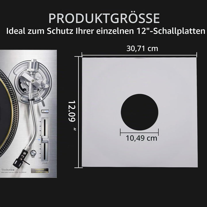 Innenhüllen für Schallplatten, schweres, säurefreies Papier, quadratisch, weiss, Kraftpapier, Innenh