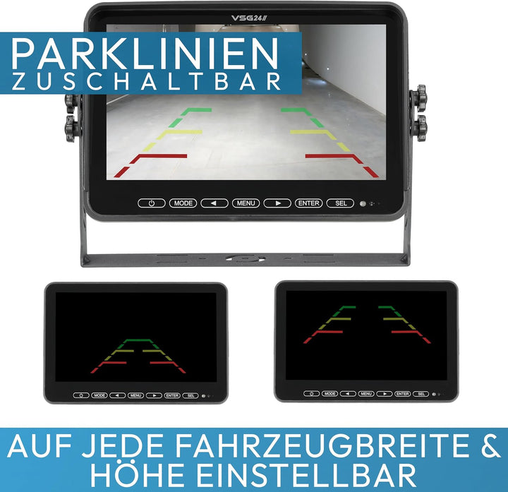 VSG24 10“ Element HD XL Funk Rückfahrsystem Akku Magnet für Wohnmobil & LKW, KFZ Set Rückfahrkamera