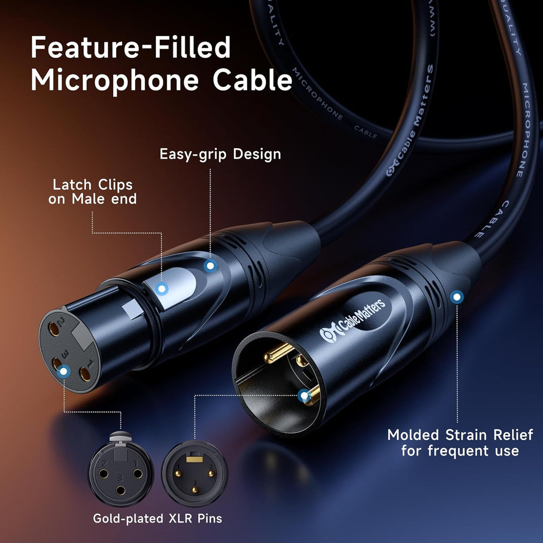 Cable Matters XLR-Mikrofonkabel, männlich auf weiblich, 4,5 m, 2 Stück 15', 15'