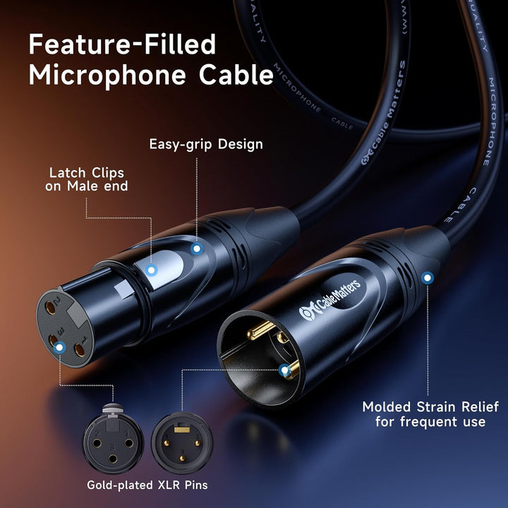 Cable Matters XLR-Mikrofonkabel, männlich auf weiblich, 4,5 m, 2 Stück 15', 15'