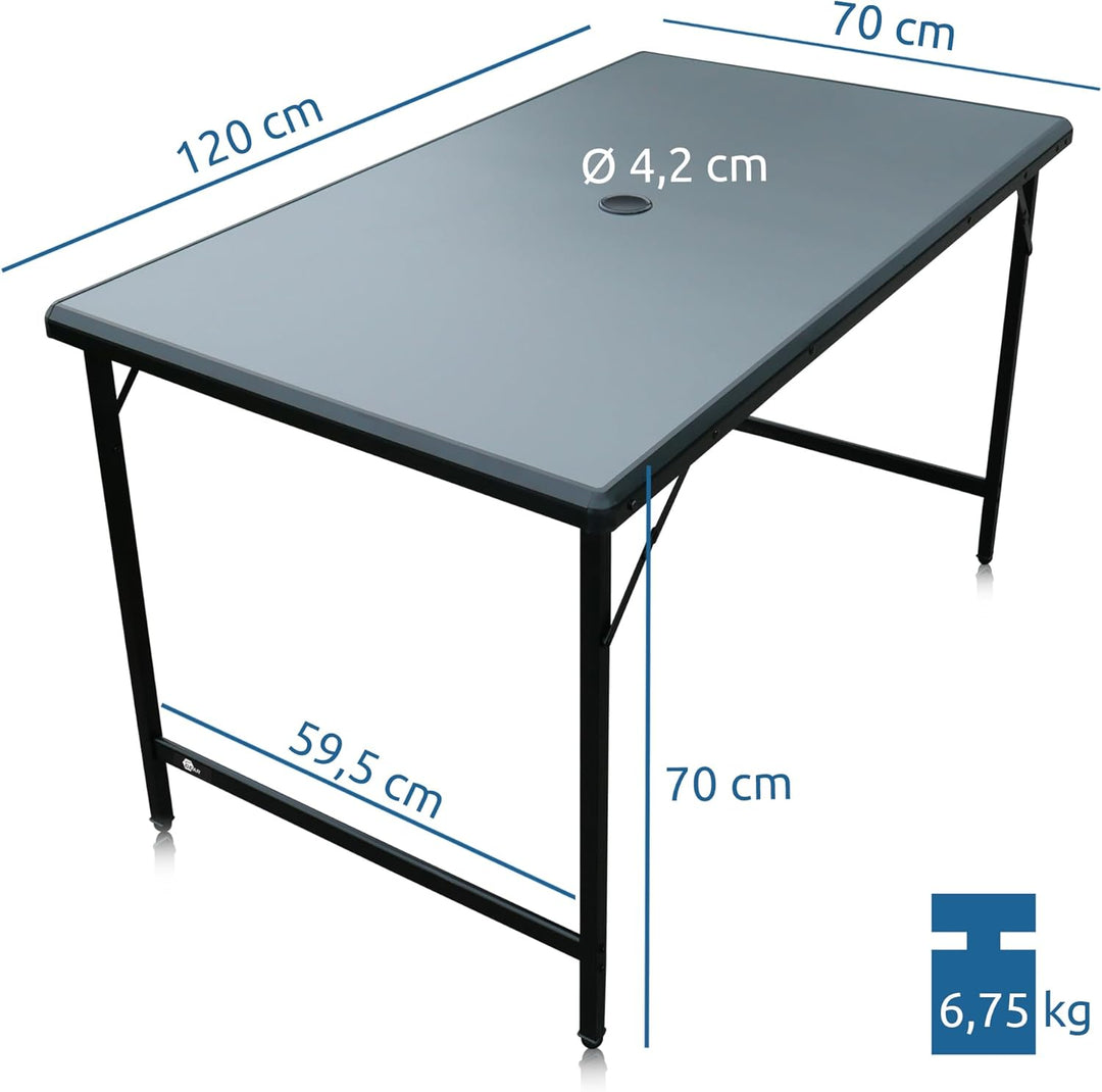 your GEAR Campingtisch Tivoli XL – Klapptisch 120x70 cm, 70 cm Höhe – Wasserfester, langlebiger Alum