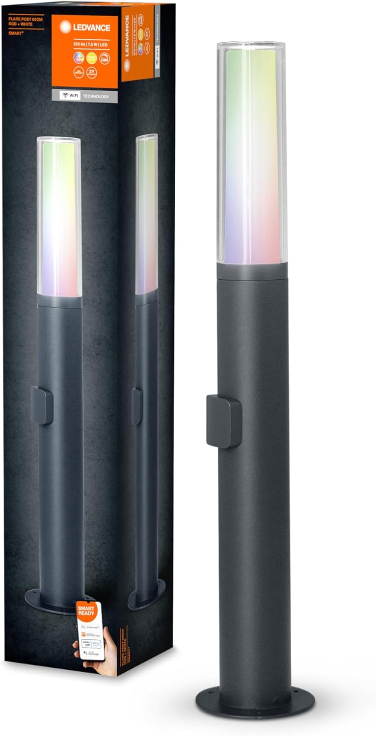 LEDVANCE Smarte LED Aussenleuchte, Stehleuchte mit WiFi Technologie, Leuchte für Aussen, RGB-Farben