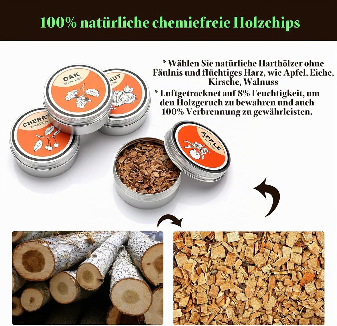 Cocktail Smoker Kit, Cocktail-Räucherset mit 4 Holzchips, Vatertagsgeschenk, Old Fashioned Whiskey S