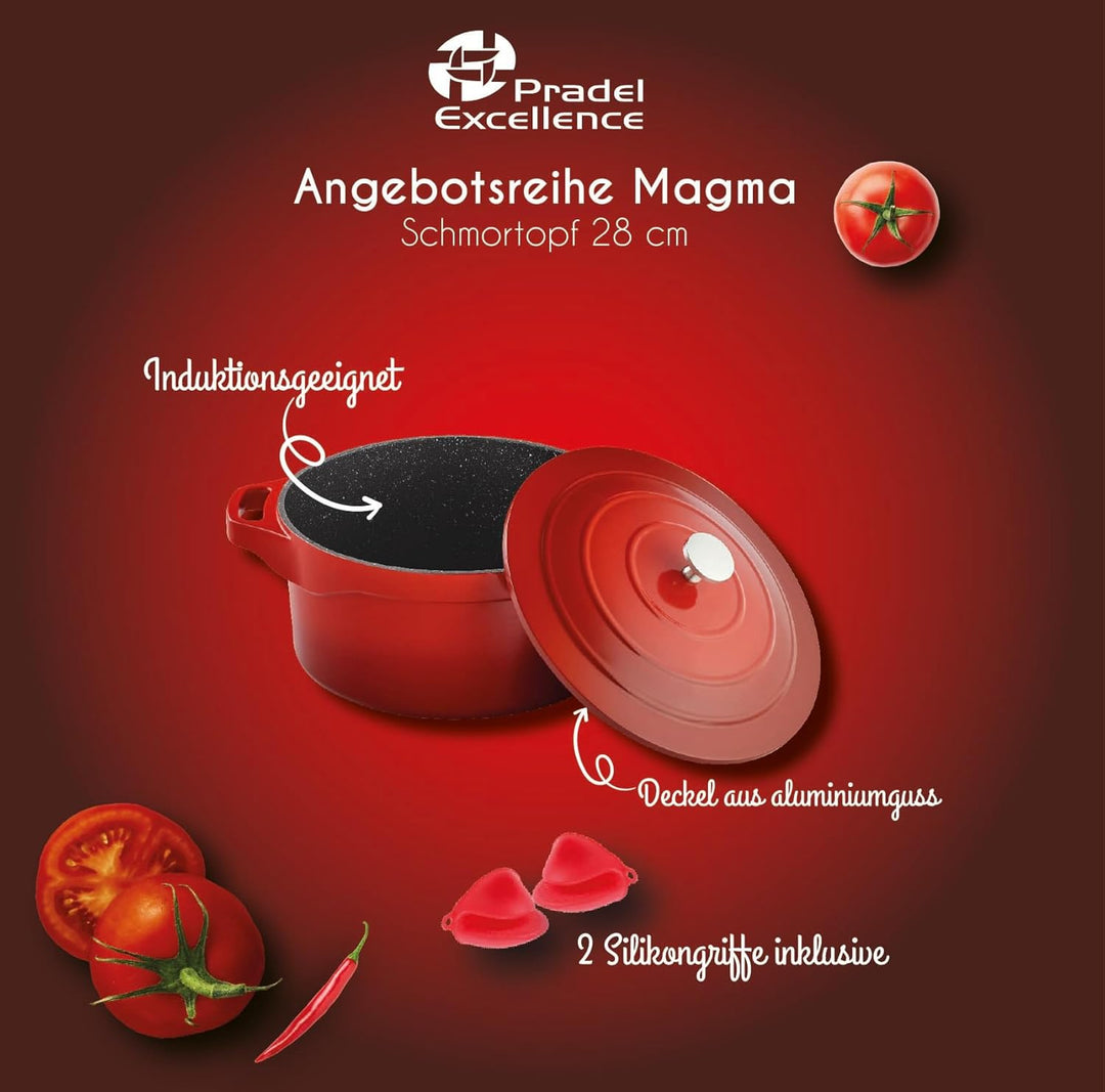 Pradel Excellence - PCUI003003 - Runder Schmortopf Magma aus Aluminiumguss Ø28cm - Antihaftbeschicht