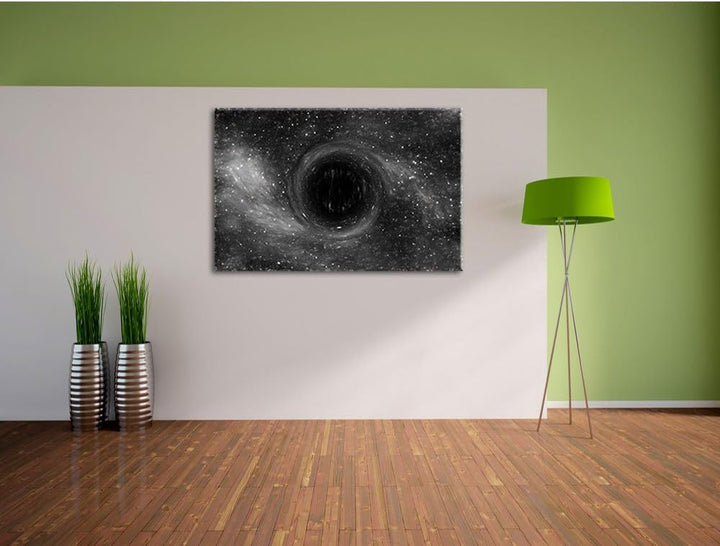 Pixxprint Schwarzes Loch im Weltall Kunst als Leinwandbild/Grösse: 100x70 cm/Wandbild/Kunstdruck/fer