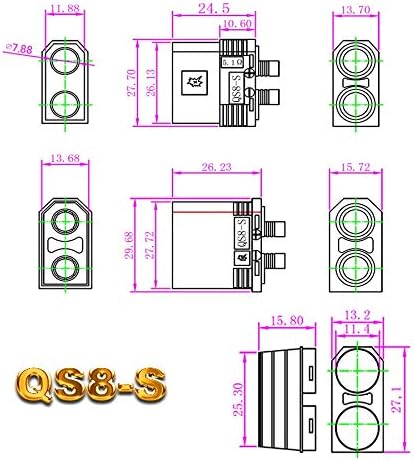 3 Paar (6 Stück) Original Antiblitz Hochstrom QS8S QS8 8mm EC8 Goldstecker Steckverbinder Verpolsich