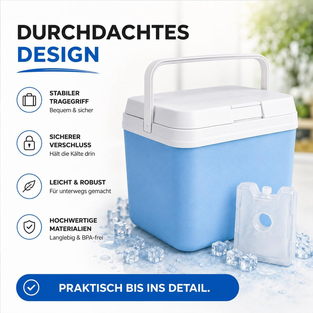 Premium Kühlbox 15L mit mobilem Kühlakku & Kühlelement – Maximale Kühlleistung & Lange Frische - Küh
