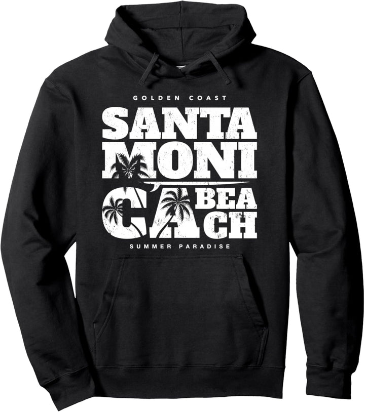 Los Angeles California Dreaming, Santa Monica Beach Palms Pullover Hoodie