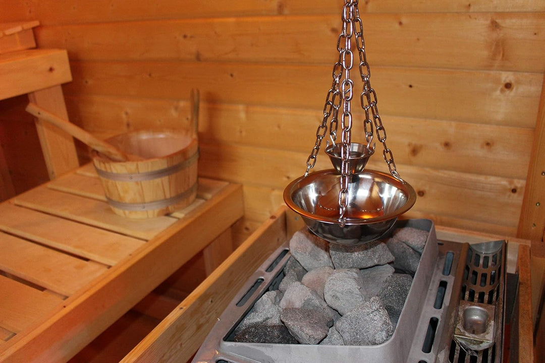 Sauna Hängeschale/Verdampferschale aus Edelstahl für Sauna/Infrarotkabine/Sanarium - Aufguss 20cm (I