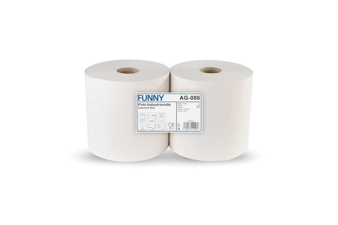 Funny Putzpapierrollen, 2 lagig, hochweiss, circa 26 cm, 1000 Blatt, 1er Pack (1 x 2 Stück)