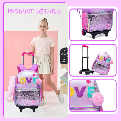 HTgroce Kinder Trolley Rucksack Schultasche - Schulranzen Mädchen schultrolleys Schulrucksack Kinder