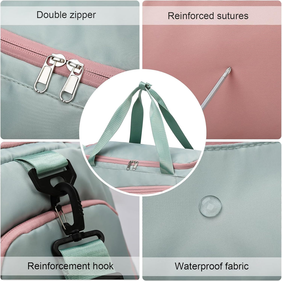 Sporttasche Damen 45L Reisetasche mit Schuhfach Nassfach Wasserdicht Weekender Travel Gym Duffle Bag