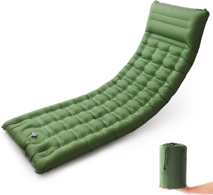 SWTMERRY Hochwertige Aufblasbare Isomatte – 12 cm verdickte Schlafmatte mit Fusspumpe & Kissen, wass
