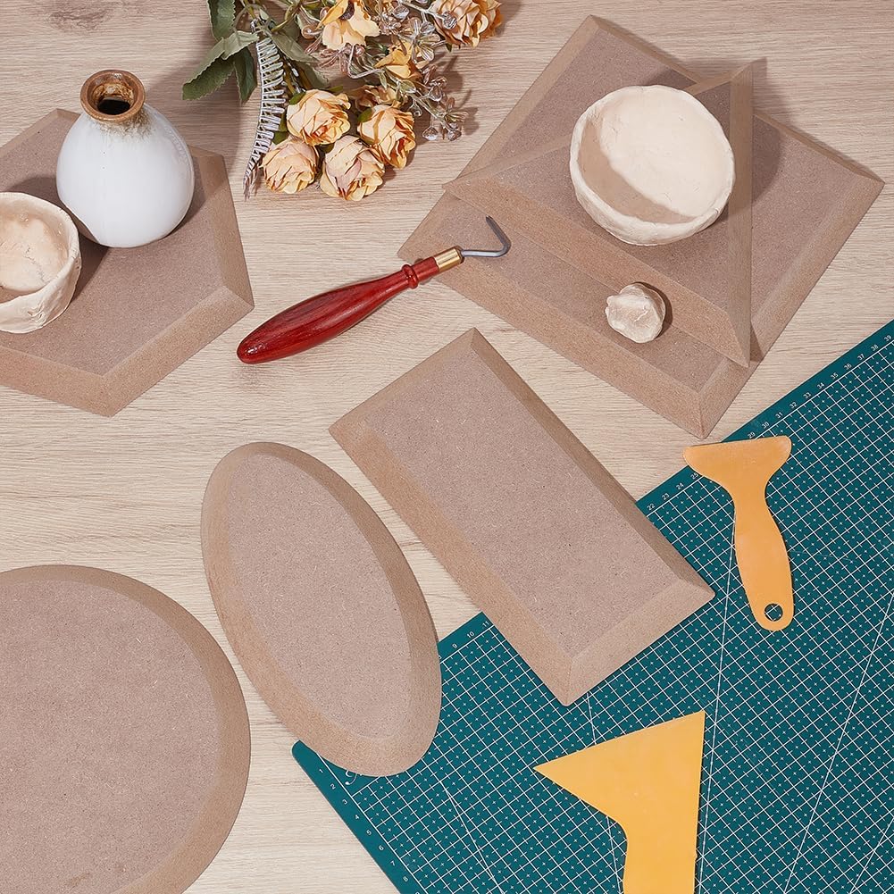 UNICRAFTALE 6 Stück 6 Stile Töpferformen Keramikplatten Formformen Holz Keramik Ton Bastelformen Set
