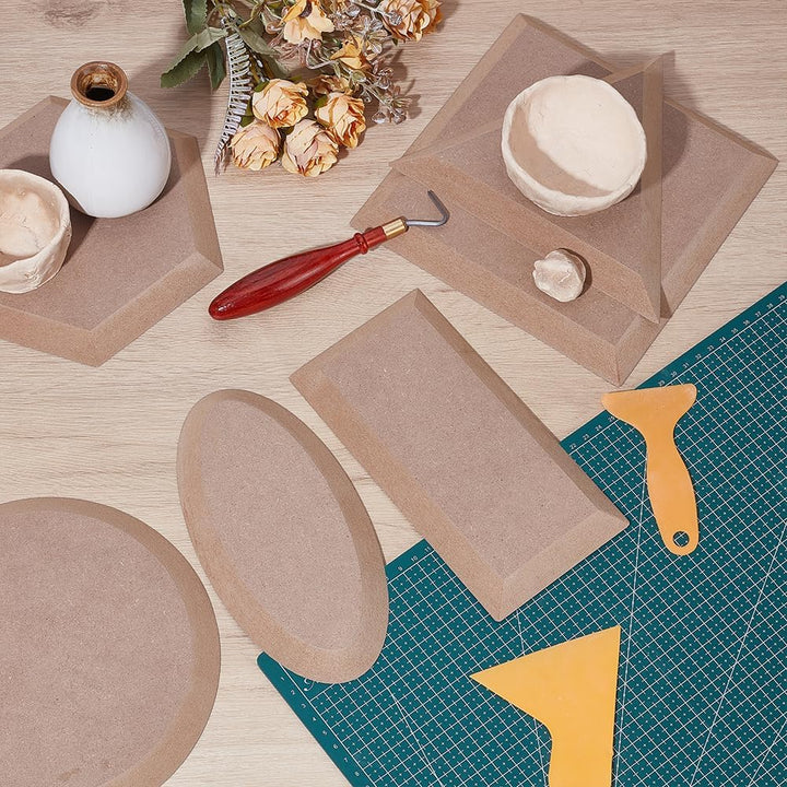 UNICRAFTALE 6 Stück 6 Stile Töpferformen Keramikplatten Formformen Holz Keramik Ton Bastelformen Set