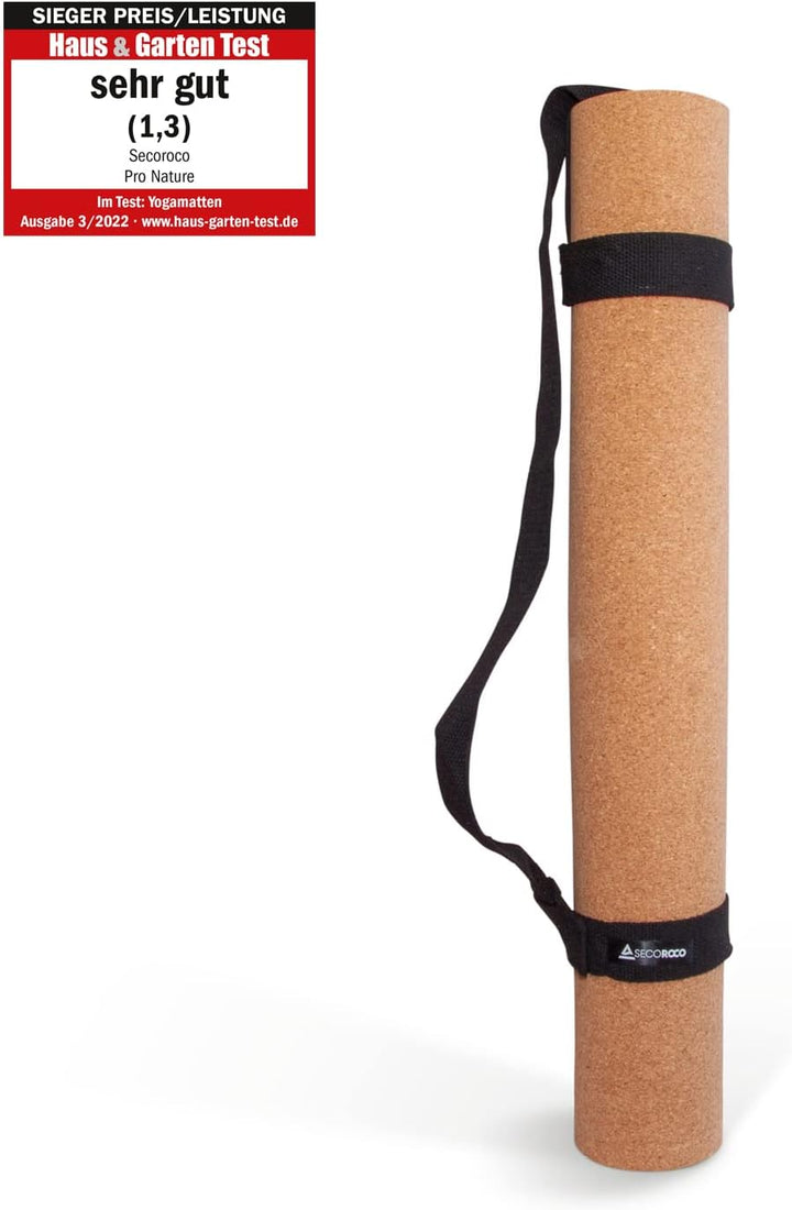 Yogamatte Pro aus Kork, Testsieger Preis/Leistung, extra gross 200x66 cm, getestet mit sehr gut, Tra
