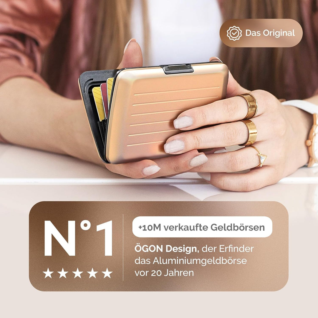 OGON Aluminium Geldbörse Smart Case V2 - Einfache Lagerung - Metallverschluss - Kartenetui mit RFID-