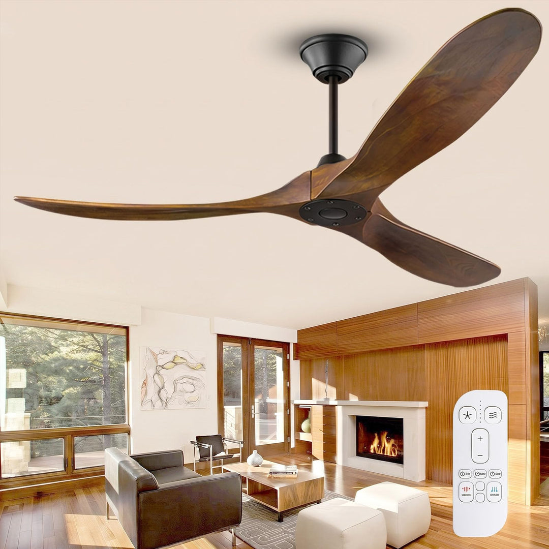 Deckenventilator ohne Licht 106 cm (42 Zoll) Holz | Rustikaler Bauernhaus-Stil, Leiser 6-Gang DC-Mot