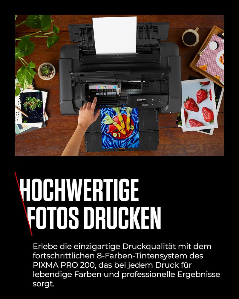 Canon PIXMA PRO-200 Farbtintenstrahldrucker Fotodrucker DIN A3+ (Hochglanzdruck, WLAN, USB 2.0, WiFi