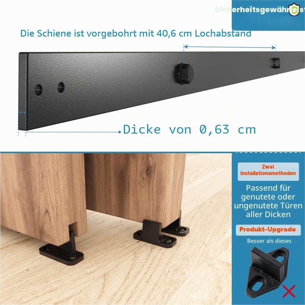 WINSOON Schiebetür Komplettset Bypass Schwarz Schiebetüren Schiebetürbeschlag Doppeltür Rollen Set f