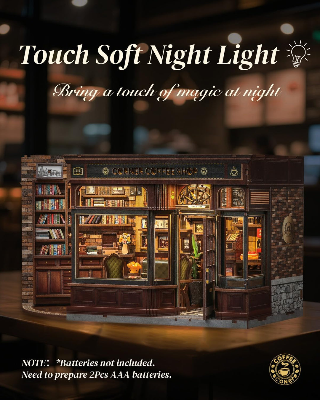 Cutefun Book Nook Kit mit LED-Beleuchtung & Staubschutzhülle - DIY Miniature House Holzmodell Puppen