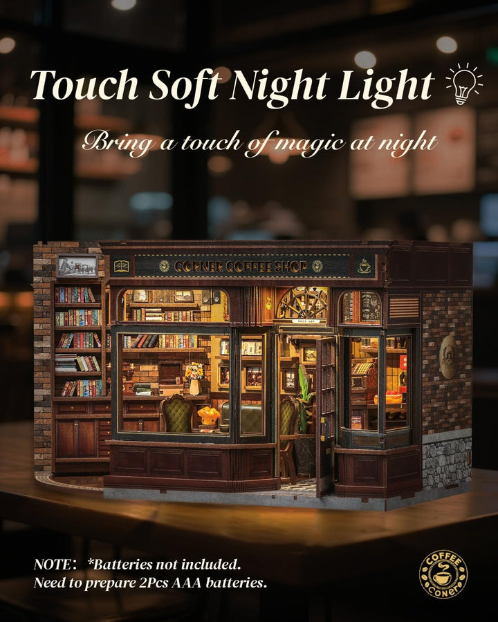 Cutefun Book Nook Kit mit LED-Beleuchtung & Staubschutzhülle - DIY Miniature House Holzmodell Puppen