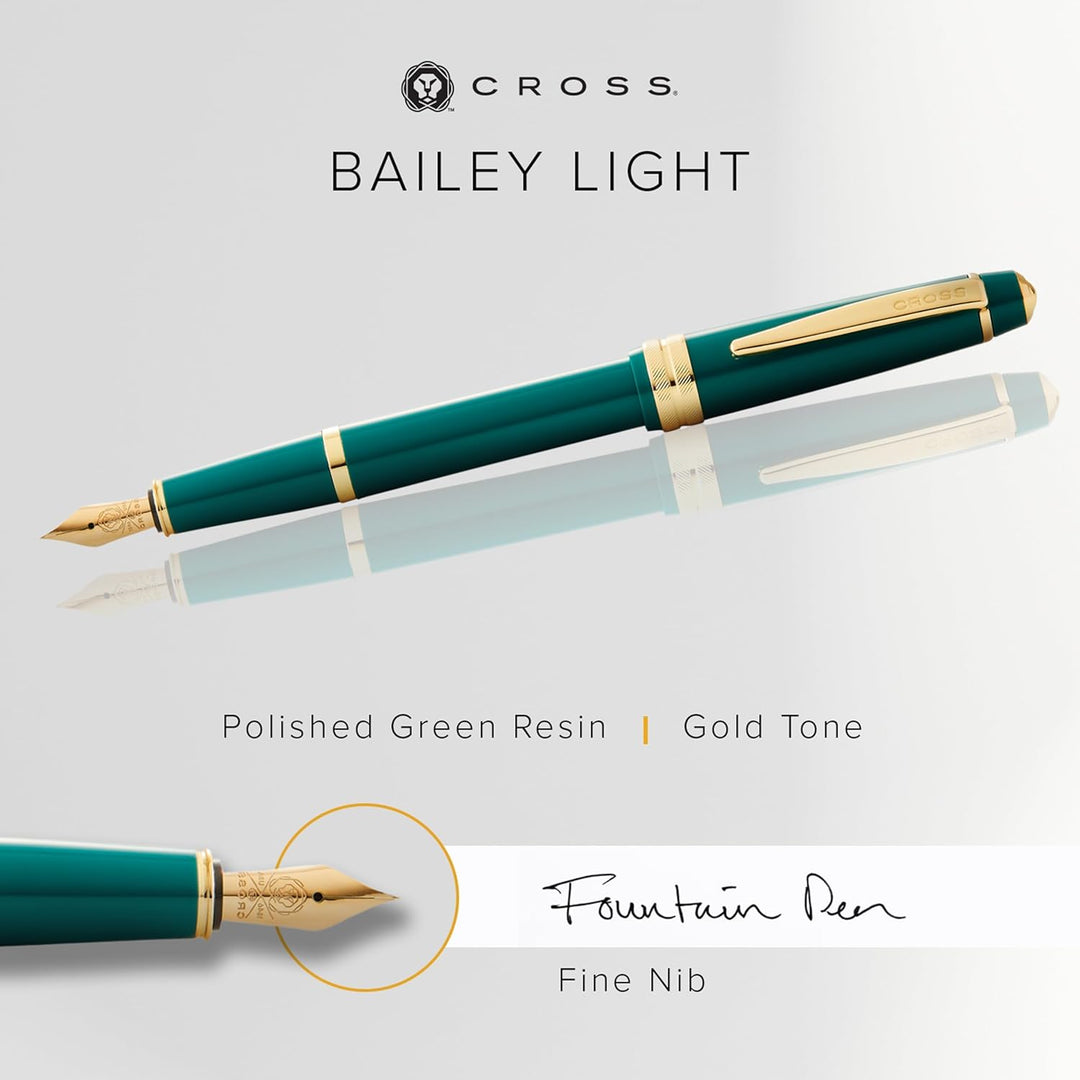 Cross Bailey Light Füllfederhalter (Federstärke F, inkl. Geschenkverpackung) Grün-Lack mit goldfarbe
