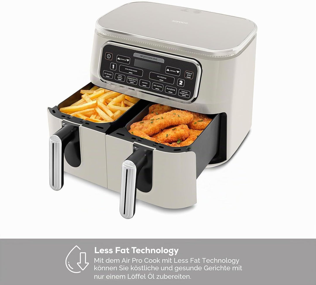 Karaca Air Cook Duo Hausmannskost XXXL 8 Liter Airfryer, Starlight, 8 Personen, Starlight