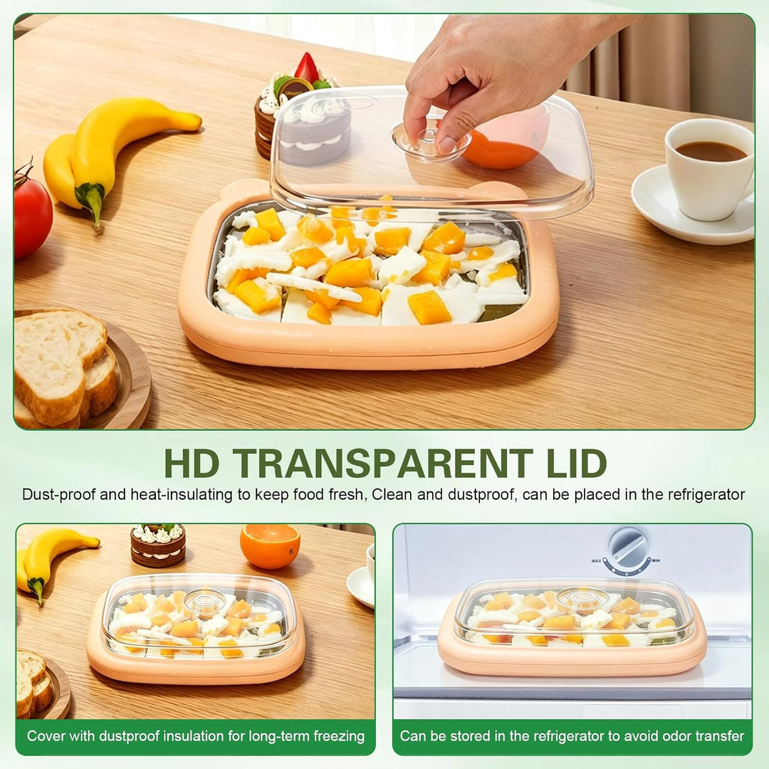 Eiscreme Roller Maker Set, Mit Transparentem Deckel Und 2 Spateln, DIY Instant Eismaschine Für Erwac