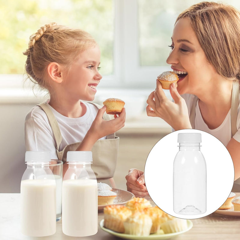 Cabilock 10 Stück 250 ml Milch Flaschen mit Lidsjugs, transparente Töpfe, Saftflaschen aus Kunststof