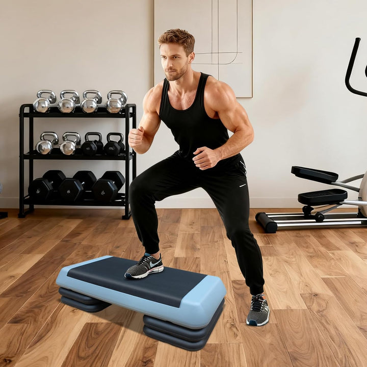 Aerobic Stepper für Fitness und Training, 76x35cm Steppbrett Höhenverstellbar, Step-Plattform-Traine