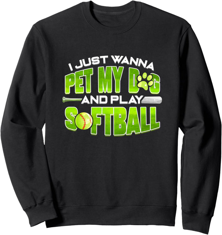 Softball Hund Softballspieler Sweatshirt