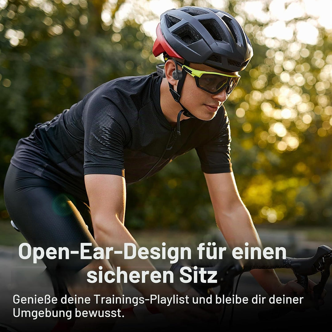 Wantek Open Ear Knochenschall Kopfhörer Bluetooth 5.3, Kabellos IP68 Wasserdicht mit Lange Akkulaufz