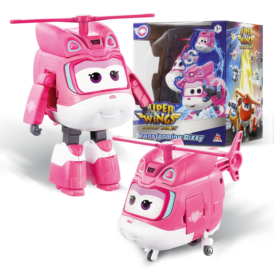Super Wings Transformations-Flugzeug Supercharged Dizzy, ca. 12,7 cm grosse Spiel-Figur für Kinder,