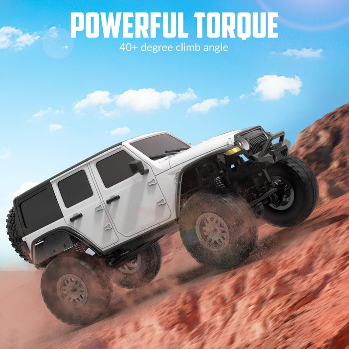 RACENT 1:24 4WD Off-Road RC Auto mit Metallkarosserie und hochwertigem Motor (Weiss), Weiss