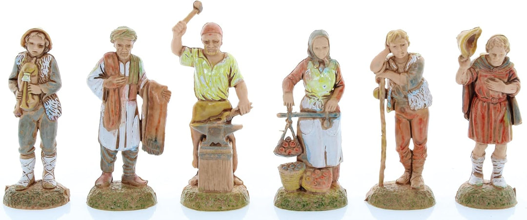 Moranduzzo Hirten-Gruppe 24 Figuren für 6 cm Krippe – MINI 6 – Massstab 1:32 – Unzerstörbare, Handbe