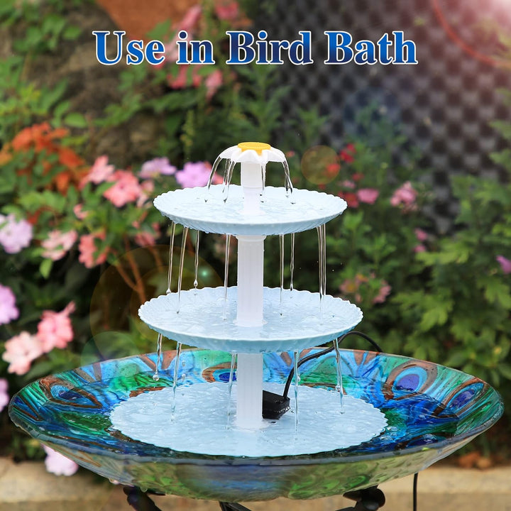 AISITIN DIY Deko Brunnen,Vogeltränke Sets mit 3,5W Solar Springbrunnen, 3 stufige Vogelfütterer für