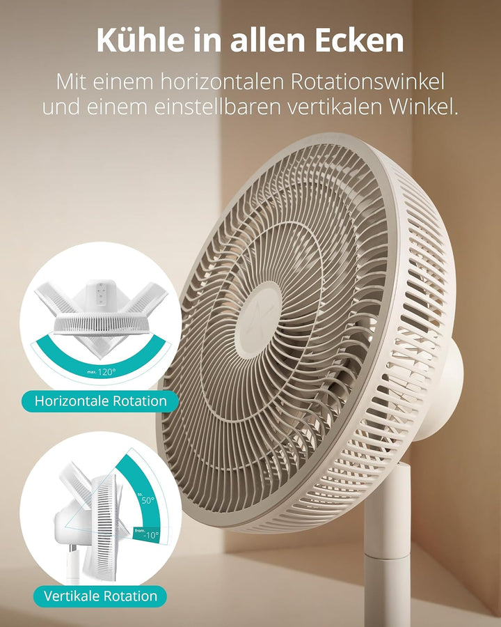 Duux Whisper Essence Standventilator sehr Leise - 120° Oszilation - 7 Geschwindigkeitsstufen - 8-std