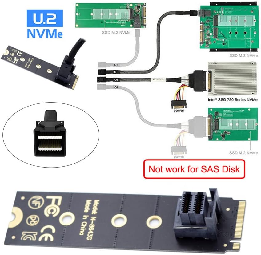 xiwai 22x80mm U.2 Kit SFF-8639 NVME PCIe4.0 SSD Adapter für Mainboard SSD 750 p3600 p3700 M.2 SFF-86