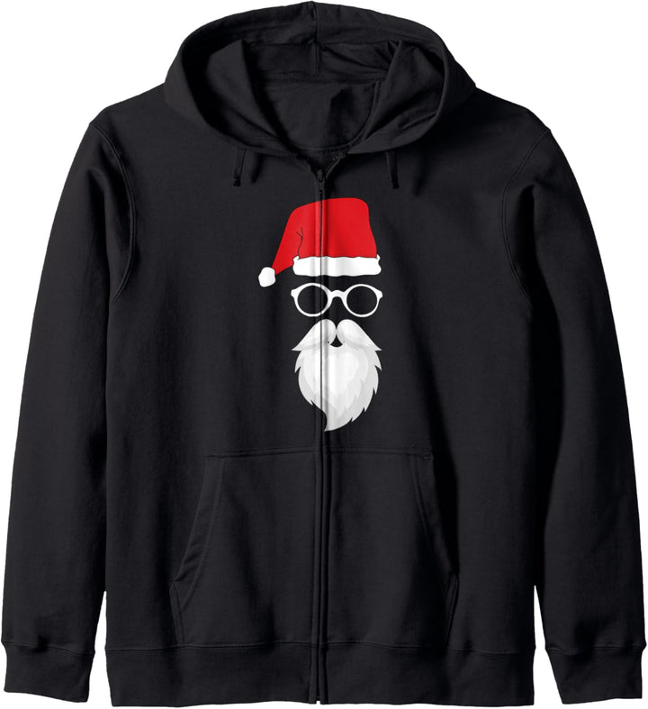 Weihnachtsmann Sonnenbrille Bart Mütze Santa Xmas Christkind Kapuzenjacke