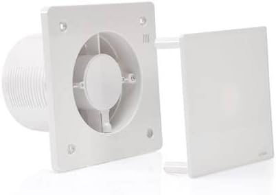 STERR Weisser Badlüfter 125 mm mit HYGROSTAT - Badezimmerventilator - Glasfront - Modernes Aussehen